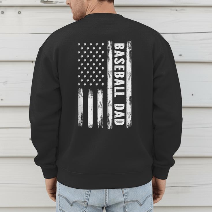 Baseball Dad American Flag Grunge Retro Vintage Father Men's Sweatshirt Back Print