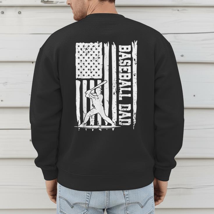 Baseball Dad American Flag Papa Daddy Happy Father's Day Men's Sweatshirt Back Print Baseball Dad American Flag Papa Daddy Happy Father's Day Men's Sweatshirt Back Print