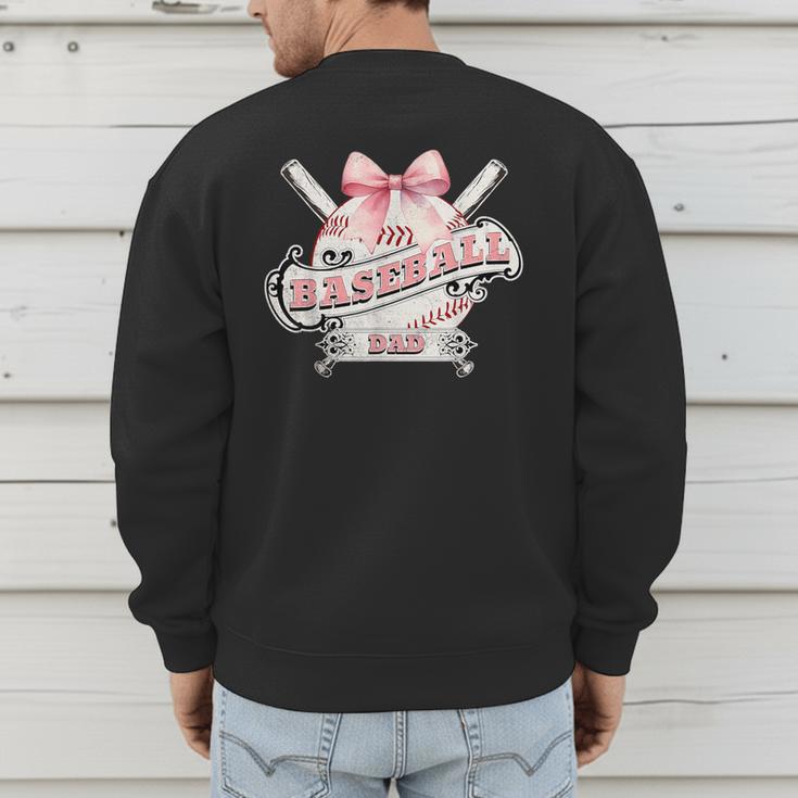 Baseball Dad With Coquette Cute Bow Sport Season Men's Sweatshirt Back Print Baseball Dad With Coquette Cute Bow Sport Season Men's Sweatshirt Back Print