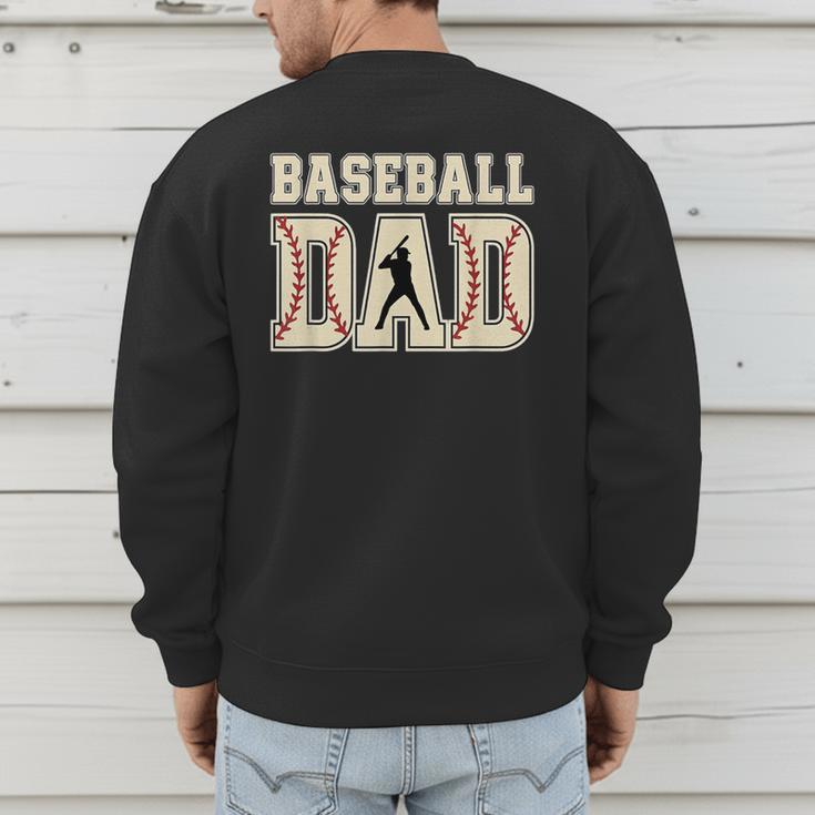 Baseball Dad Distressed Bold Stitch Graphic Sports Father Men's Sweatshirt Back Print