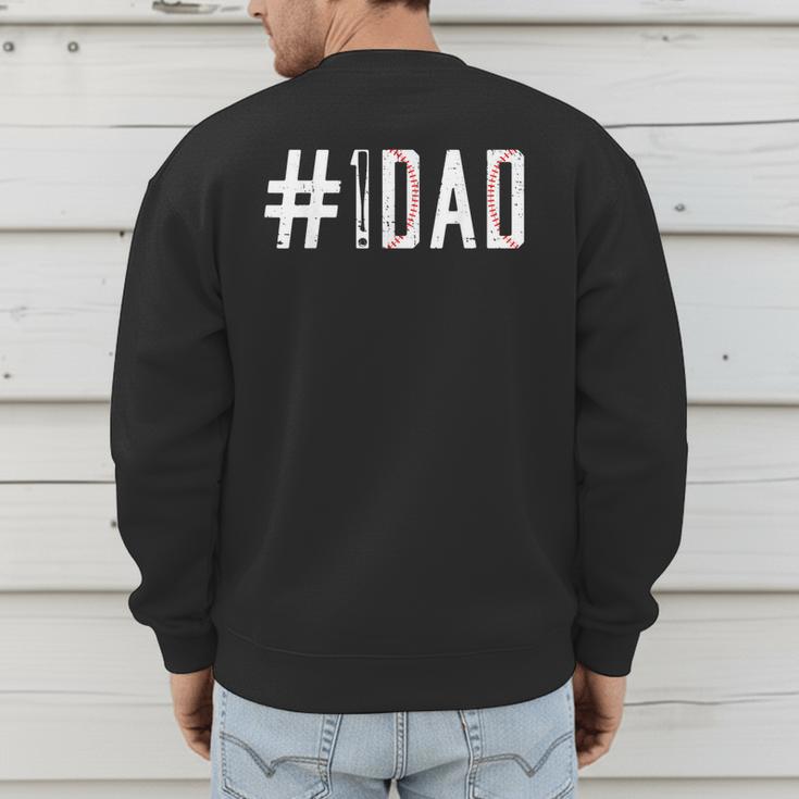 Baseball Dad Father's Day Baseball Player Fan Daddy Papa Men's Sweatshirt Back Print