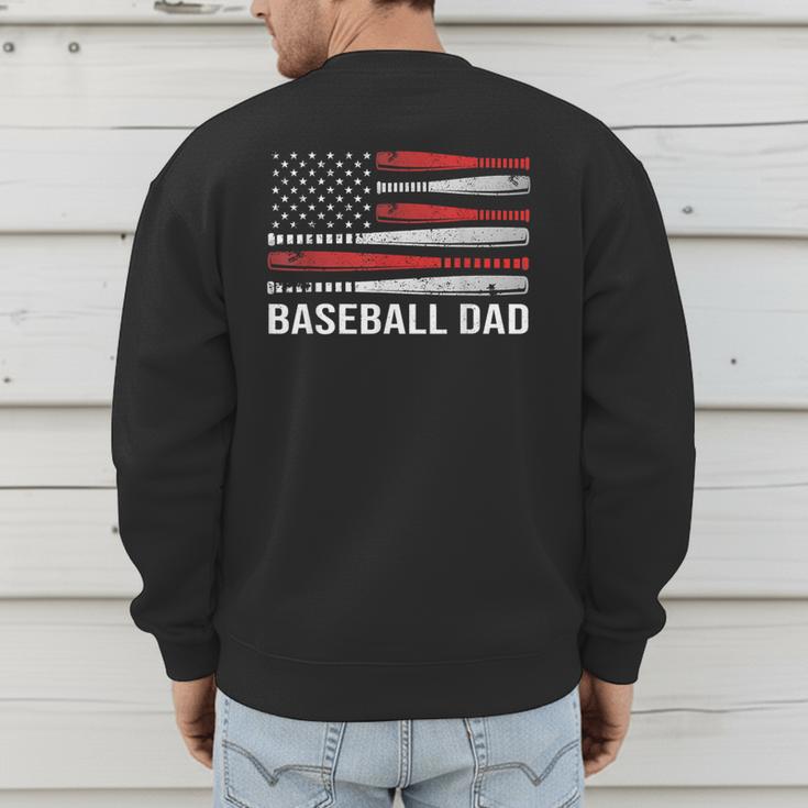 Baseball Dad Father's Day US Flag Baseball Men's Sweatshirt Back Print