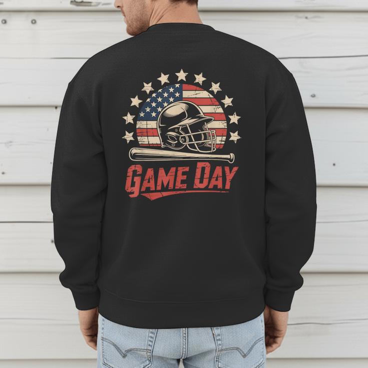 Baseball Dad Game Day USA Flag Men's Sweatshirt Back Print Baseball Dad Game Day USA Flag Men's Sweatshirt Back Print