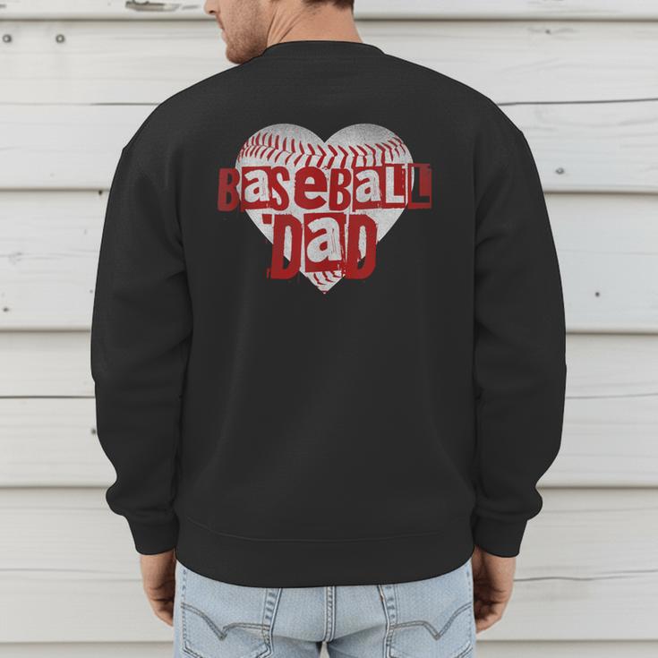 Baseball Dad Heart For Baseball Lovers Baseball Father's Day Men's Sweatshirt Back Print Baseball Dad Heart For Baseball Lovers Baseball Father's Day Men's Sweatshirt Back Print