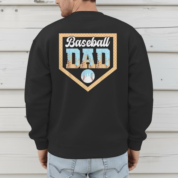 Baseball Dad Ice Cream Drip Home Plate Cool Fathers Day Men's Sweatshirt Back Print Baseball Dad Ice Cream Drip Home Plate Cool Fathers Day Men's Sweatshirt Back Print