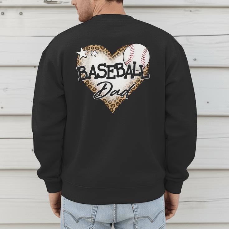 Baseball Dad Leopard Heart Baseball Lover Men's Sweatshirt Back Print