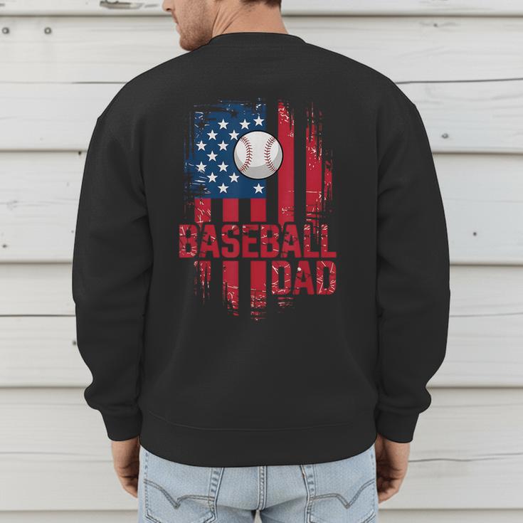 Baseball Dad USA American Flag 4th Of July Men's Sweatshirt Back Print