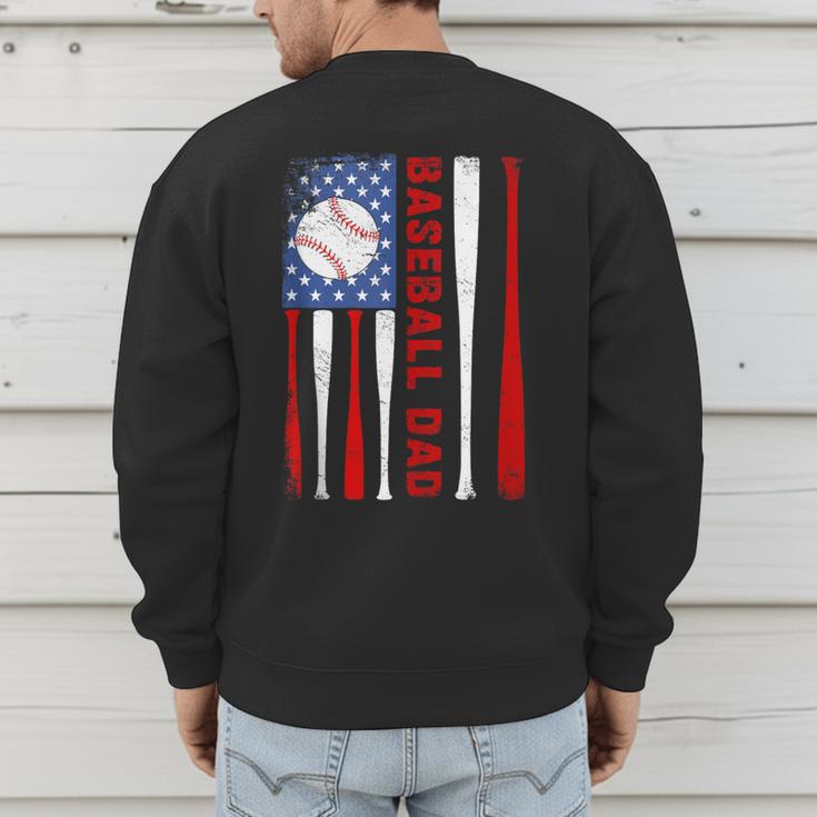 Baseball Dad USA American Flag Father's Day 4th Of July Men's Sweatshirt Back Print