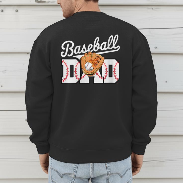 Baseball Dad Vintage Sports Fathers Day Baseball Fan Men's Sweatshirt Back Print