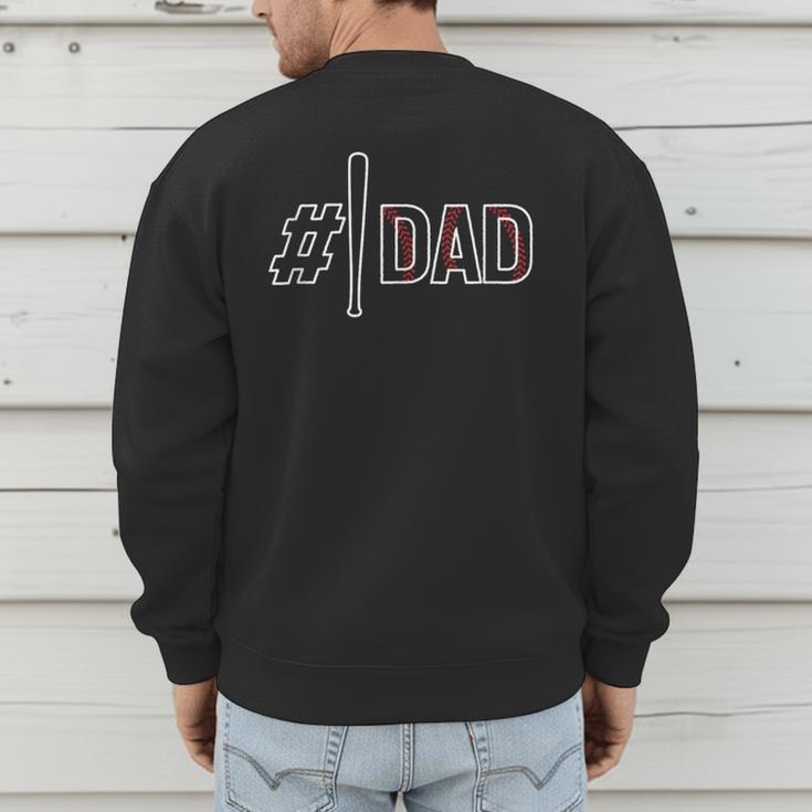 Baseball Player Dad Father's Day Number One Baseball Dad Men's Sweatshirt Back Print