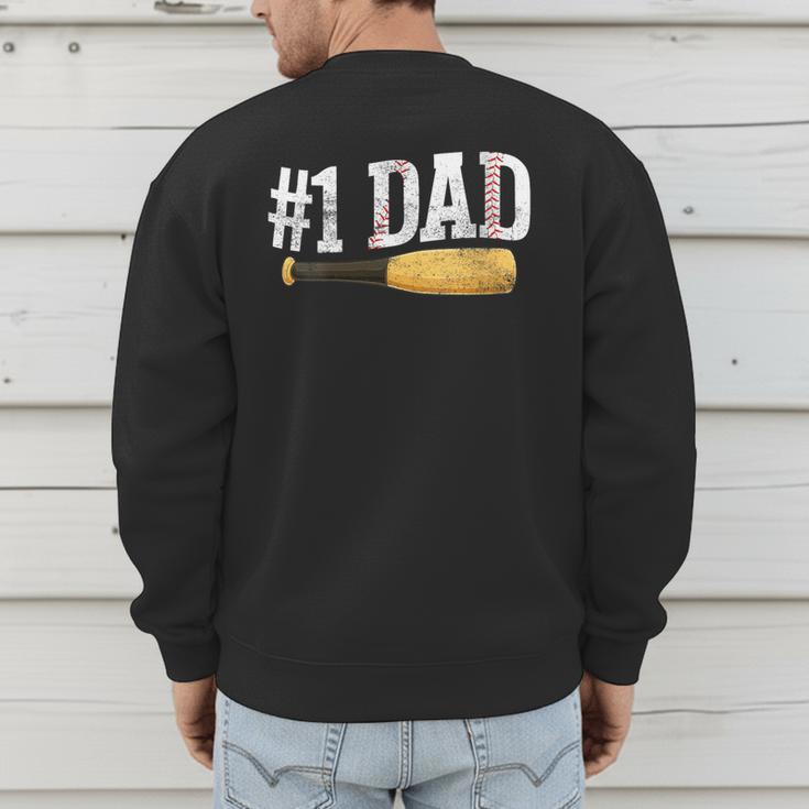 Baseball Player Dad Papa Number One Baseball Dad Fathers Day Men's Sweatshirt Back Print Baseball Player Dad Papa Number One Baseball Dad Fathers Day Men's Sweatshirt Back Print