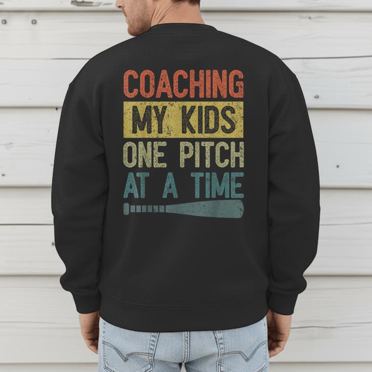 Coaching My Kids One Pitch At A Time Vintage Baseball Dad Men's Sweatshirt Back Print Coaching My Kids One Pitch At A Time Vintage Baseball Dad Men's Sweatshirt Back Print
