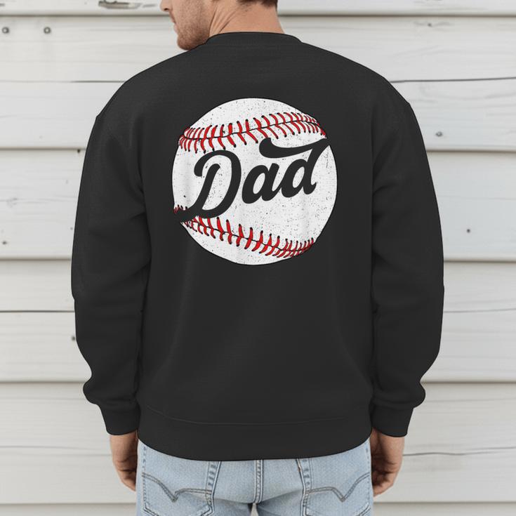 Dad Baseball Ball Vintage Groovy Baseball Daddy Fathers Day Men's Sweatshirt Back Print