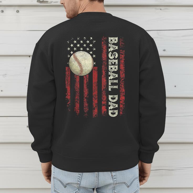 Fathers Day Baseball Dad USA Flag For Dad Men Baseball Men's Sweatshirt Back Print Fathers Day Baseball Dad USA Flag For Dad Men Baseball Men's Sweatshirt Back Print