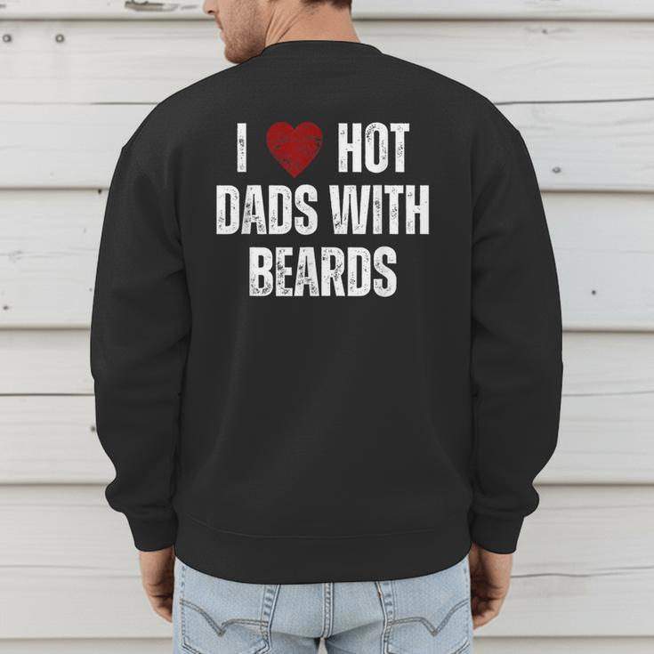 I Love Hot Baseball Dads With Beards Red Hearts Men's Sweatshirt Back Print