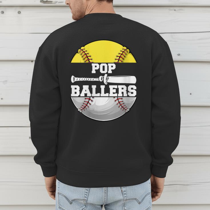 Pop Of Ballers Softball Baseball Dad Men's Sweatshirt Back Print Pop Of Ballers Softball Baseball Dad Men's Sweatshirt Back Print