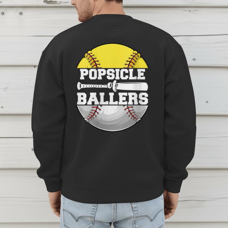 Popsicle Of Ballers Softball Baseball Dad Men's Sweatshirt Back Print Popsicle Of Ballers Softball Baseball Dad Men's Sweatshirt Back Print