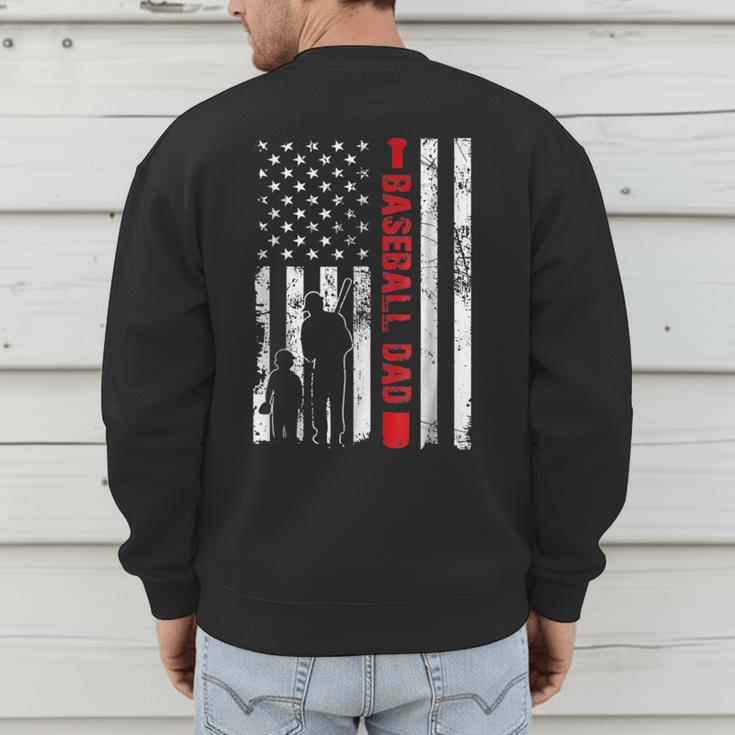Proud Baseball Dad American Flag Sports Father Day Men's Sweatshirt Back Print Proud Baseball Dad American Flag Sports Father Day Men's Sweatshirt Back Print