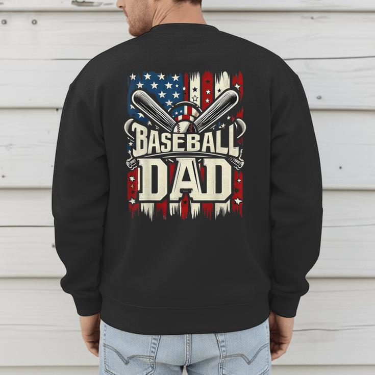 Retro American Flag Baseball Dad Father's Day Men's Sweatshirt Back Print Retro American Flag Baseball Dad Father's Day Men's Sweatshirt Back Print