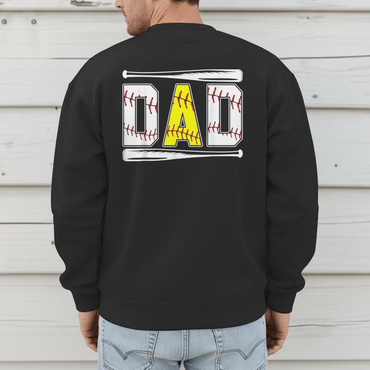 Softball Baseball Dad Of Ballers Baseball Softball Dad Men's Sweatshirt Back Print