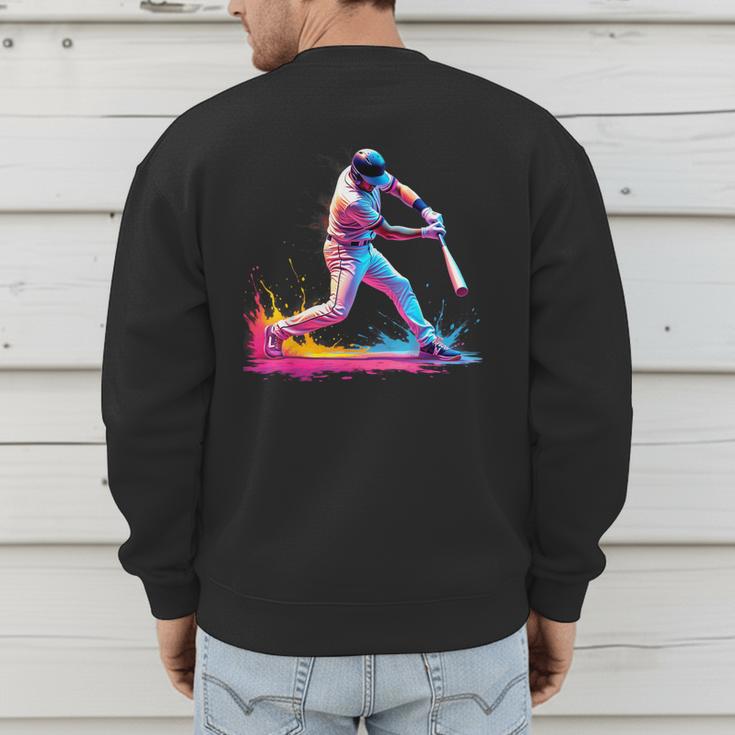 Tie Dye Baseball Dad Fathers Day Men's Sweatshirt Back Print Tie Dye Baseball Dad Fathers Day Men's Sweatshirt Back Print