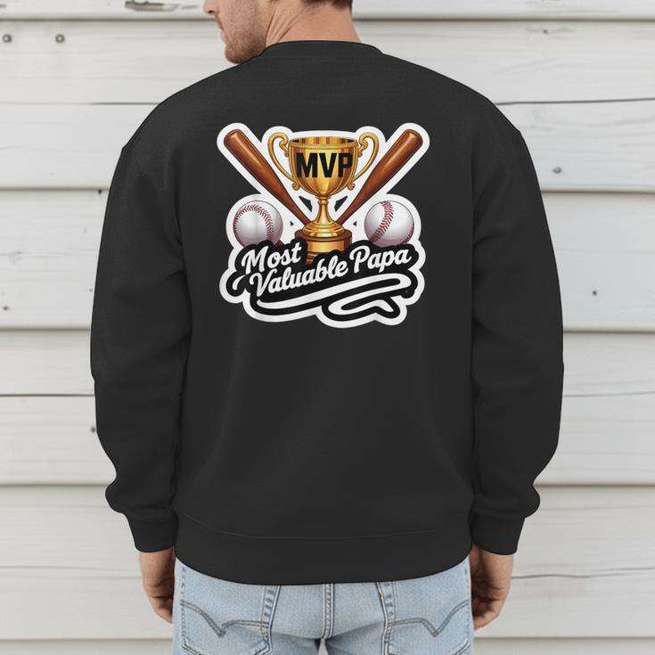 Most Valuable Papa Baseball Dad Coach Player Father's Day Men's Sweatshirt Back Print Most Valuable Papa Baseball Dad Coach Player Father's Day Men's Sweatshirt Back Print