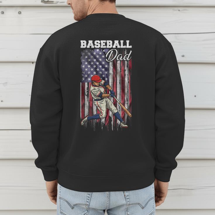 Vintage USA Flag Baseball Player Proud Baseball Dad Men's Sweatshirt Back Print Vintage USA Flag Baseball Player Proud Baseball Dad Men's Sweatshirt Back Print