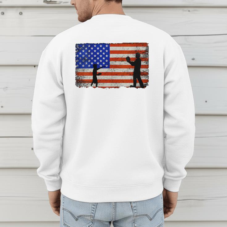 Baseball Coach Baseball Dad American Flag Men's Sweatshirt Back Print