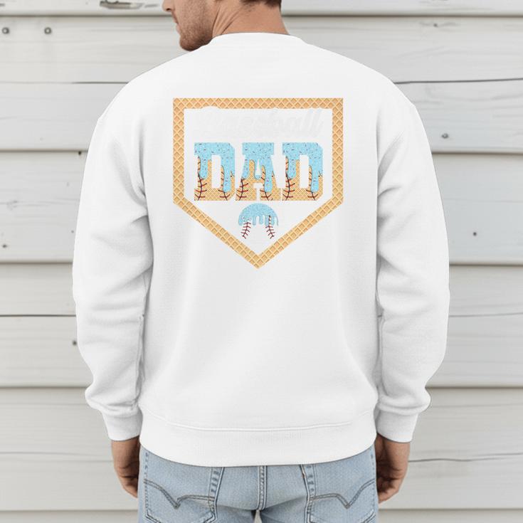 Baseball Dad Ice Cream Drip Home Plate Cool Fathers Day Premium Men's Sweatshirt Back Print Baseball Dad Ice Cream Drip Home Plate Cool Fathers Day Premium Men's Sweatshirt Back Print