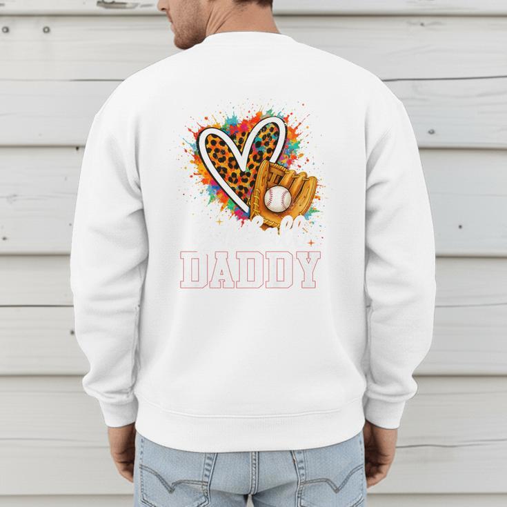 Baseball Daddy Leopard Heart Colorful Premium Men's Sweatshirt Back Print Baseball Daddy Leopard Heart Colorful Premium Men's Sweatshirt Back Print