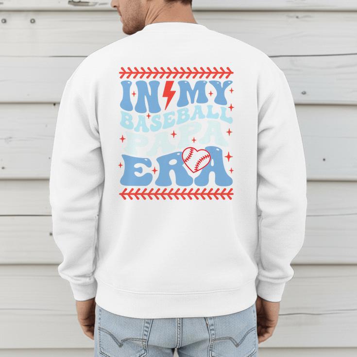 In My Baseball Papa Era Groovy Baseball Dad Family Matching Premium Men's Sweatshirt Back Print
