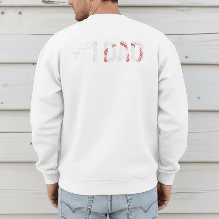 Baseball Player Number One Baseball Dad Father's Day Raglan Baseball Tee Men's Sweatshirt Back Print Baseball Player Number One Baseball Dad Father's Day Raglan Baseball Tee Men's Sweatshirt Back Print