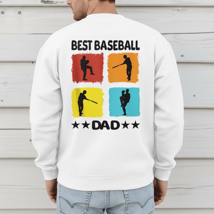 Best Baseball Dad Baseball Baseball Player Dad Saying Men's Sweatshirt Back Print
