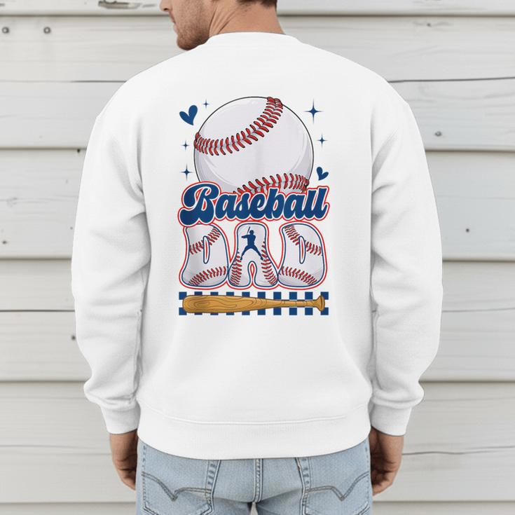 Groovy Baseball Dad Daddy Father Happy Fathers Day Men Guys Men's Sweatshirt Back Print