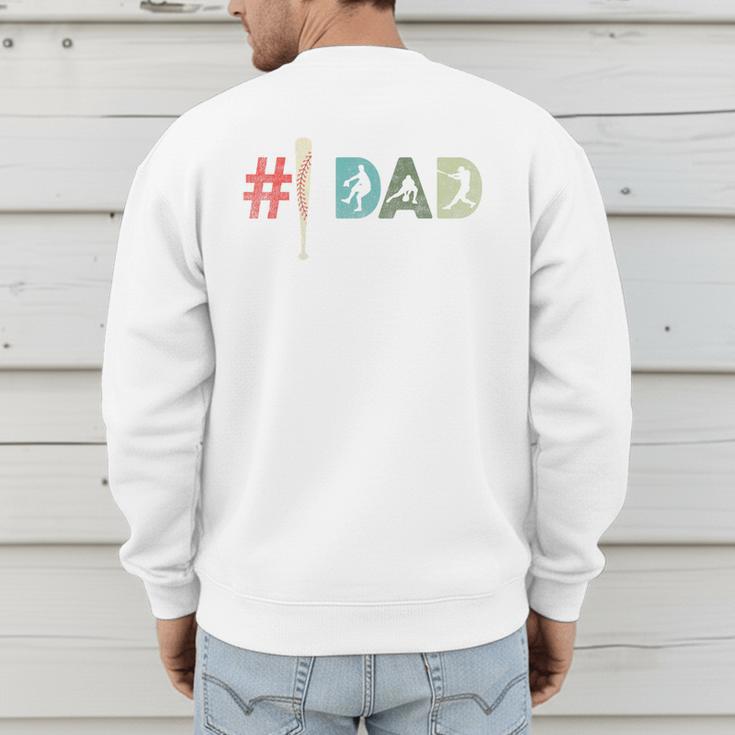 Number One Baseball Dad Father's Day Baseball Player Dad Premium Men's Sweatshirt Back Print