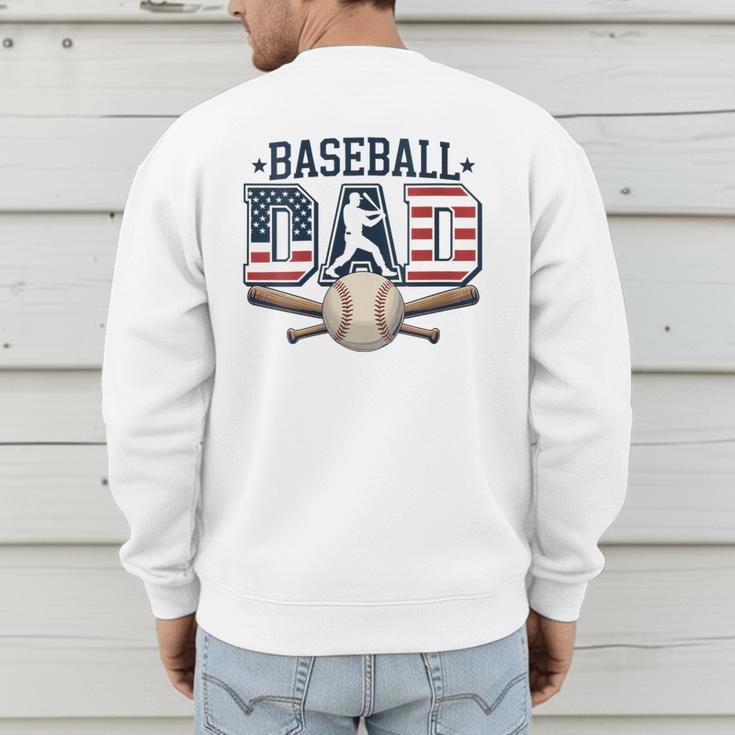 Patriotic Baseball Dad USA Flag American 4th Of July Men's Sweatshirt Back Print Patriotic Baseball Dad USA Flag American 4th Of July Men's Sweatshirt Back Print