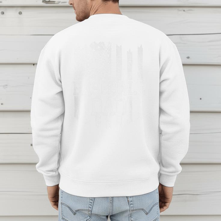 Retro American Flag Baseball Dad On Back Father's Day Premium Men's Sweatshirt Back Print Retro American Flag Baseball Dad On Back Father's Day Premium Men's Sweatshirt Back Print