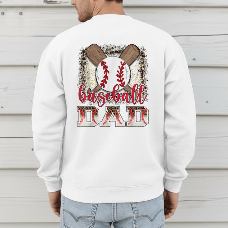 Retro Baseball Dad Leopard Proud Ball Dad Men's Sweatshirt Back Print Retro Baseball Dad Leopard Proud Ball Dad Men's Sweatshirt Back Print