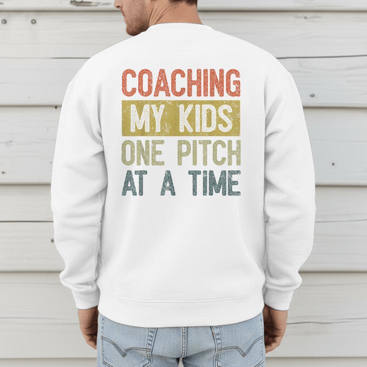 Vintage Baseball Dad Coaching My Kids One Pitch At A Time Men's Sweatshirt Back Print Vintage Baseball Dad Coaching My Kids One Pitch At A Time Men's Sweatshirt Back Print