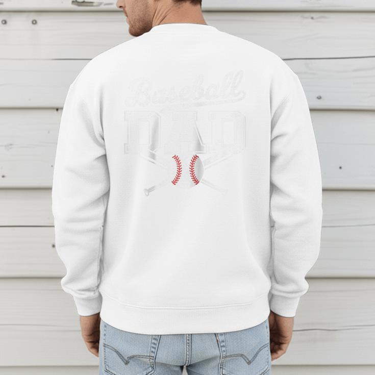 Vintage Baseball Dad Sport Lovers Batter Player Fathers Art Raglan Baseball Tee Men's Sweatshirt Back Print