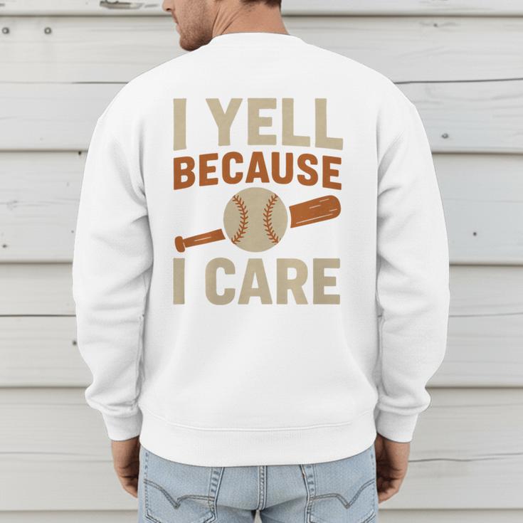 I Yell Because I Care Baseball Dad Coach Father's Day Premium Tri-Blend Men's Sweatshirt Back Print