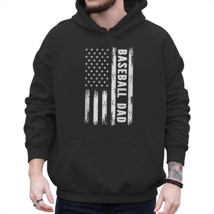Baseball Dad American Flag Grunge Retro Vintage Father Men Hoodie
