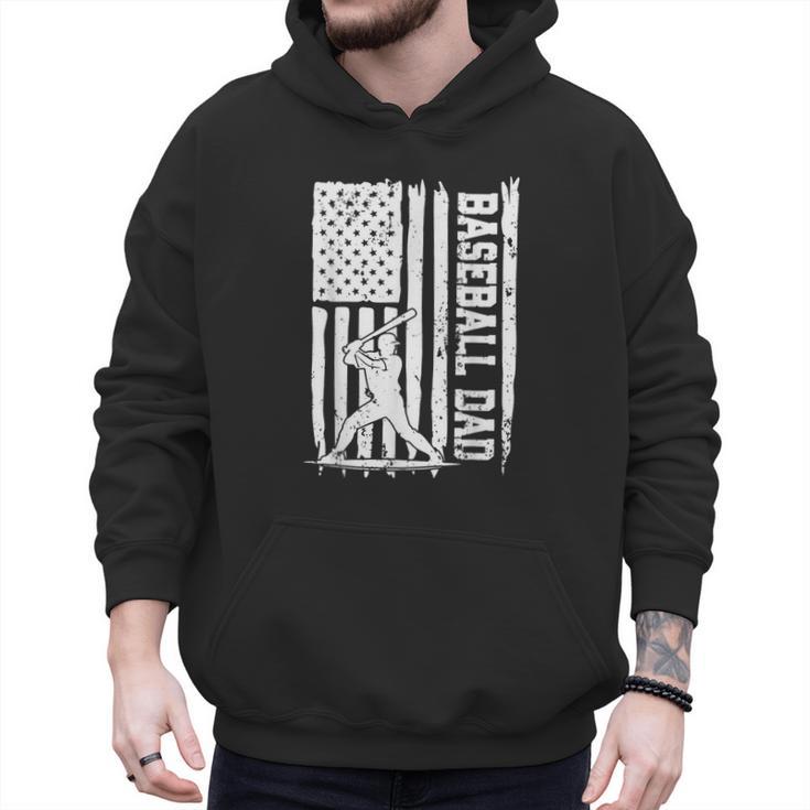 Baseball Dad American Flag Papa Daddy Happy Father's Day Men Hoodie