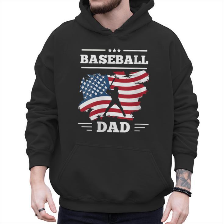 Baseball DAD American Flag Patriotic Father's Day Men Hoodie
