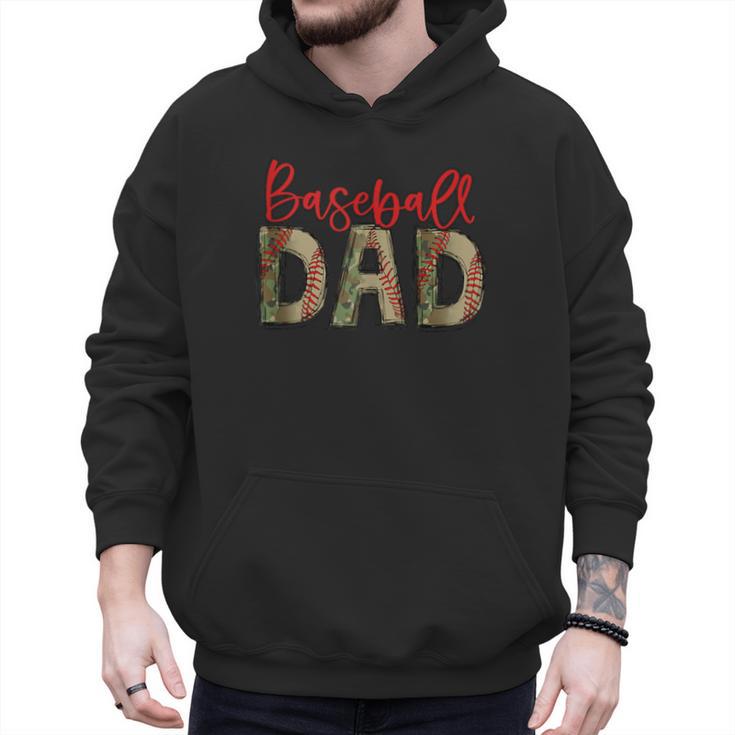 Baseball Dad Camouflage Camo Flag Military Father's Day Men Hoodie