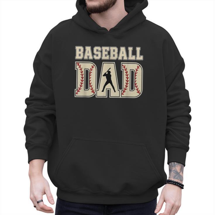 Baseball Dad Distressed Bold Stitch Graphic Sports Father Men Hoodie