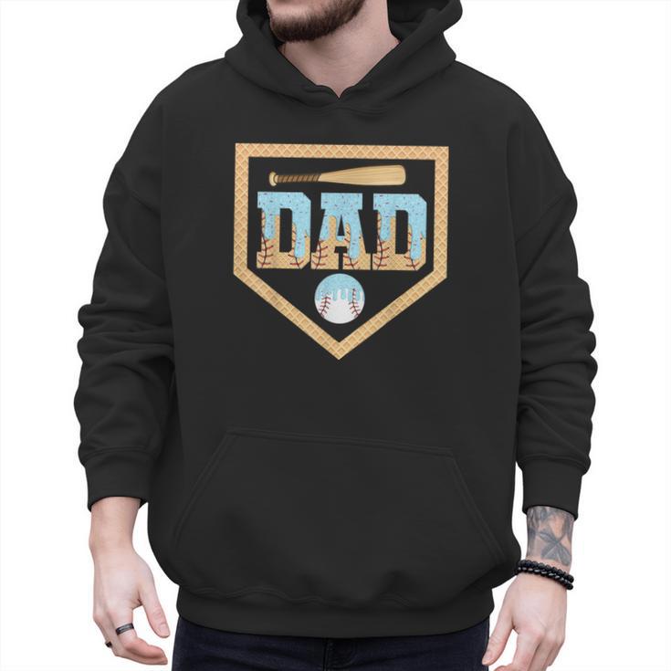 Baseball Dad Ice Cream Drip Home Plate Bat Cool Fathers Day Men Hoodie
