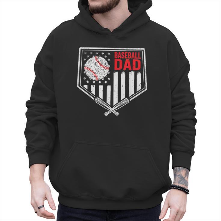 Baseball Dad Men USA American Flag Fathers Day 4th Of July Men Hoodie
