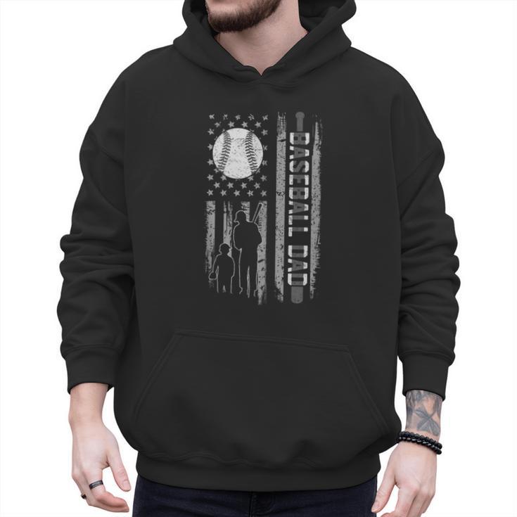 Baseball Dad Silhouette Bat Flag Stars Men Hoodie