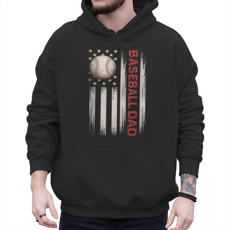 Baseball DAD USA American Flag Fathers Day 4th Of July Men Hoodie